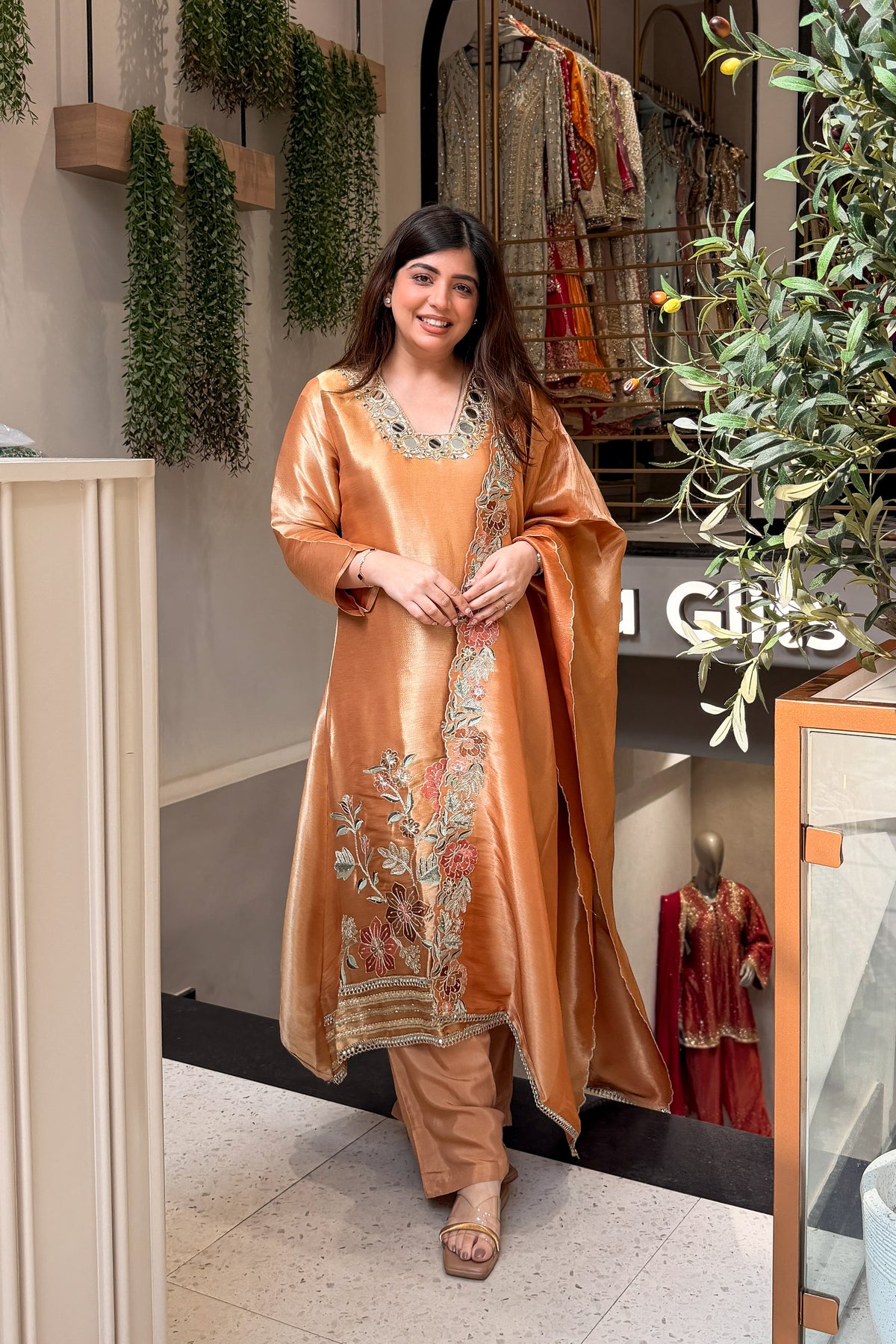 Pratima Mirror & Floral Embroidered Suit Set
