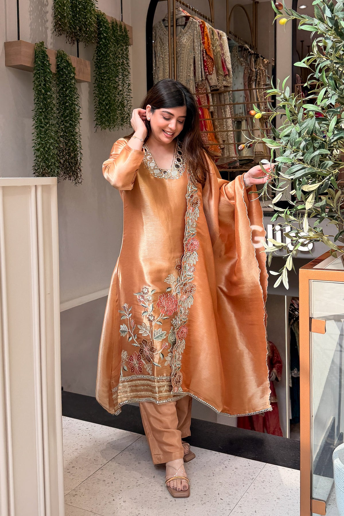 Pratima Mirror & Floral Embroidered Suit Set