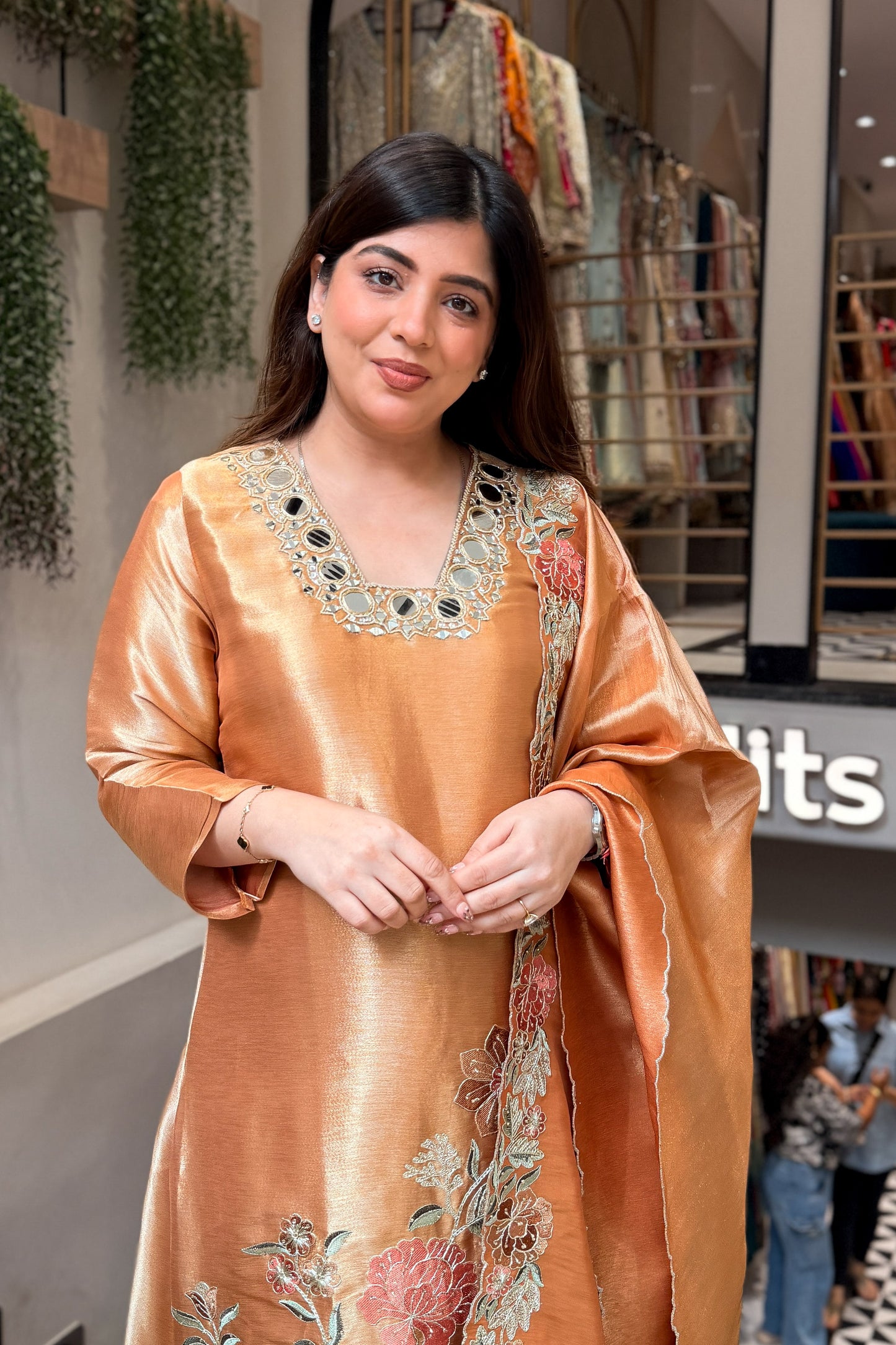 Pratima Mirror & Floral Embroidered Suit Set