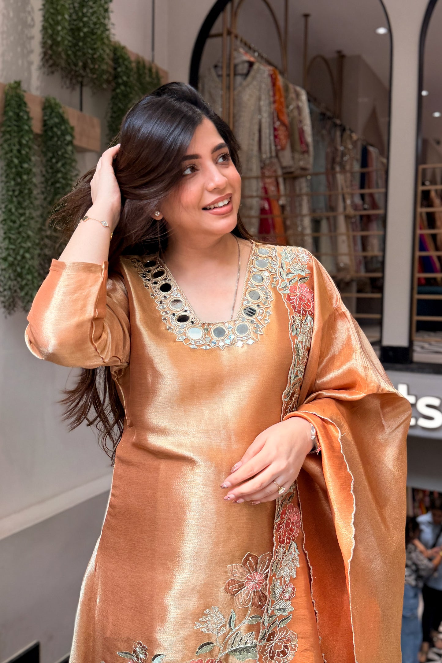 Pratima Mirror & Floral Embroidered Suit Set