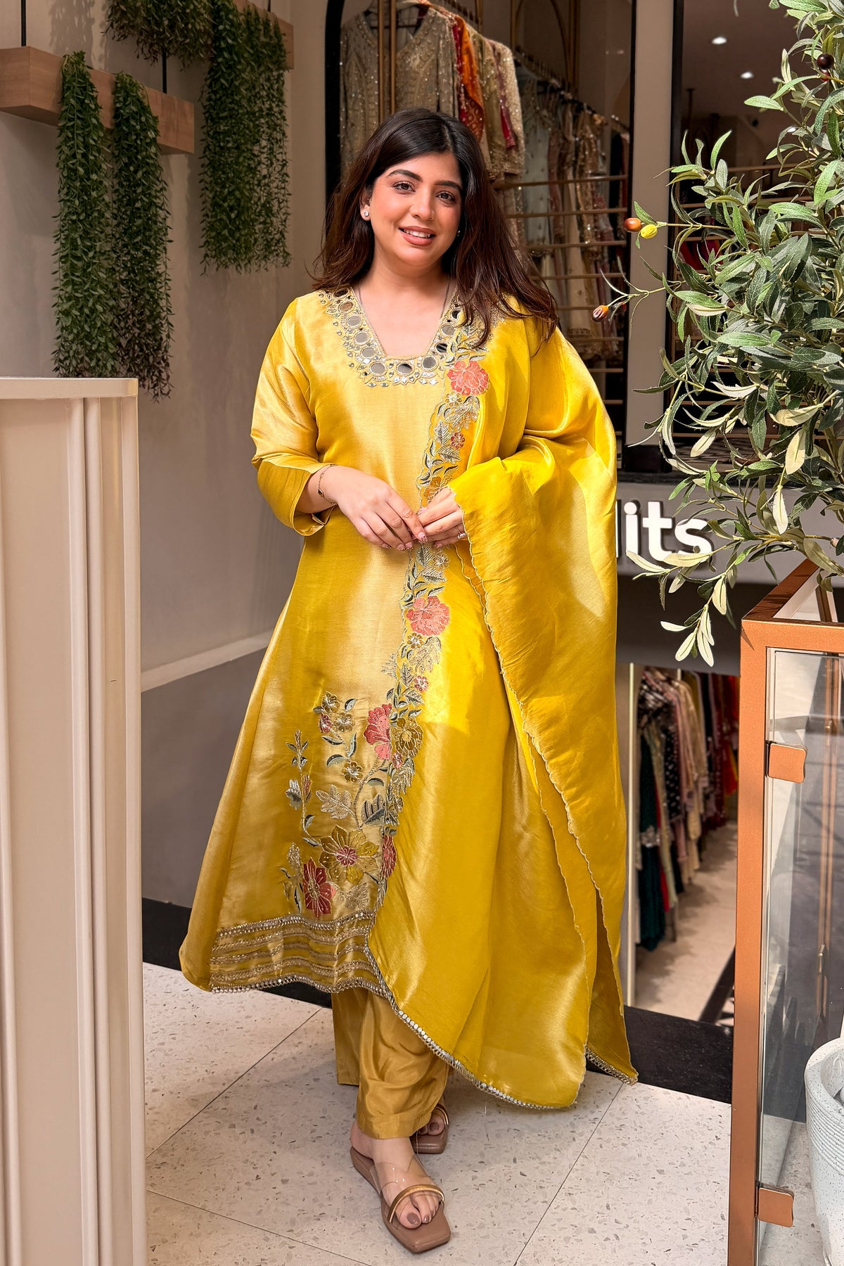 Pratima Mirror & Floral Embroidered Suit Set