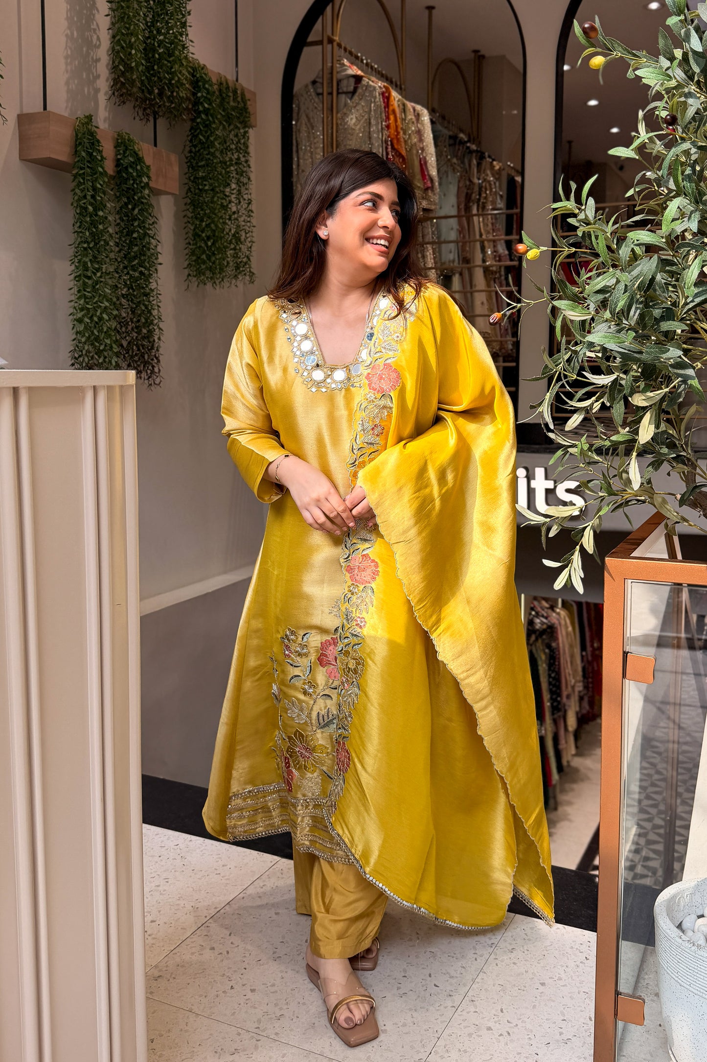 Pratima Mirror & Floral Embroidered Suit Set