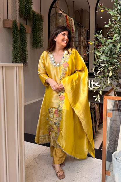 Pratima Mirror & Floral Embroidered Suit Set