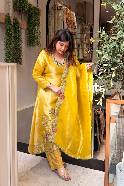 Pratima Mirror & Floral Embroidered Suit Set