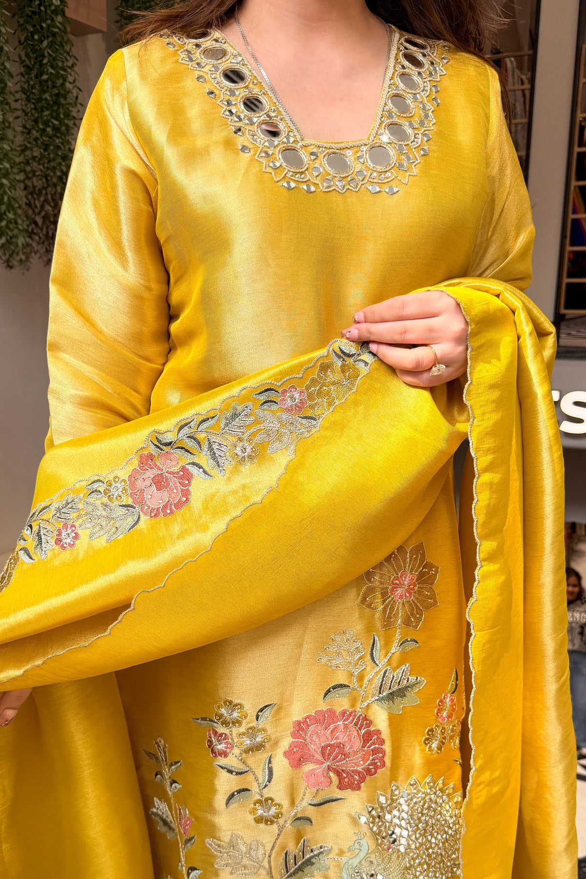 Pratima Mirror & Floral Embroidered Suit Set