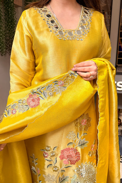 Pratima Mirror & Floral Embroidered Suit Set