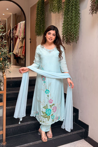 Ayat Floral Hand Painted Anarkali Suit Set
