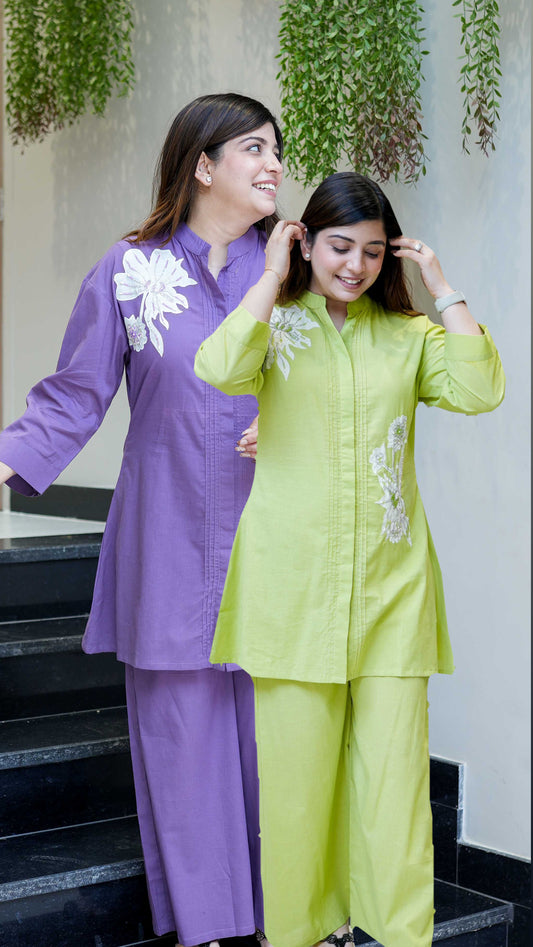 Vrisha Floral Patch Detailing Co ord Set