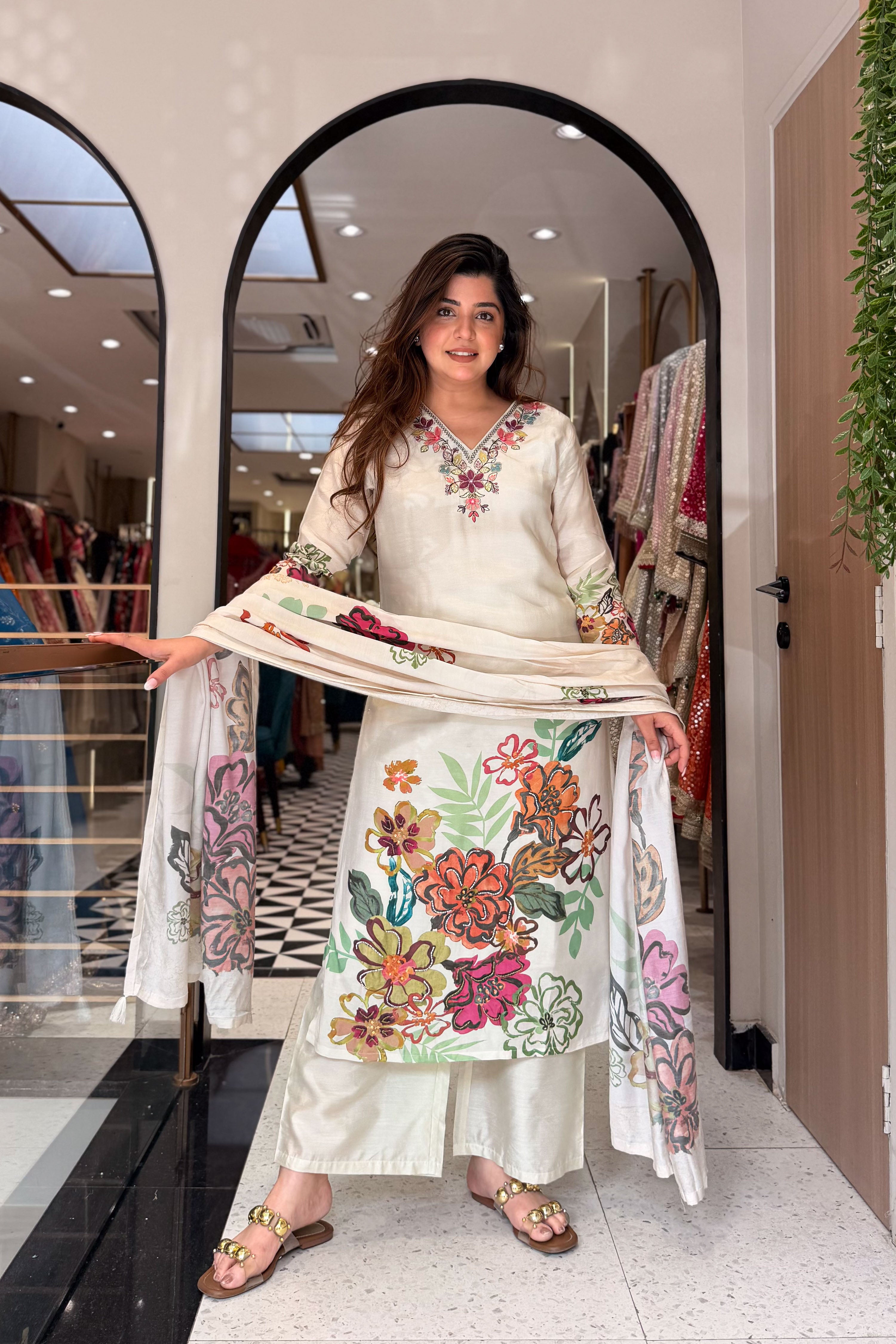 Rivika Hand Painted Embroidered Suit Set