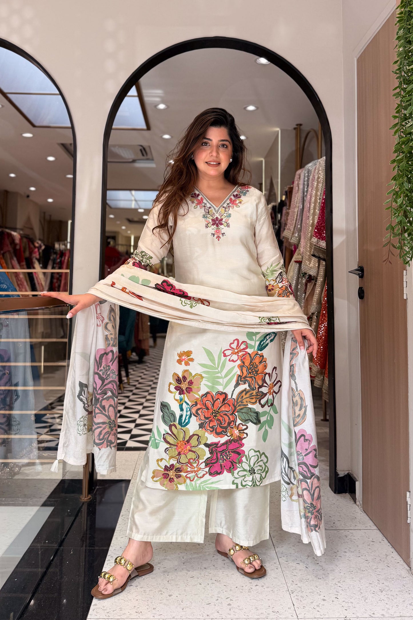 Rivika Hand Painted Embroidered Suit Set