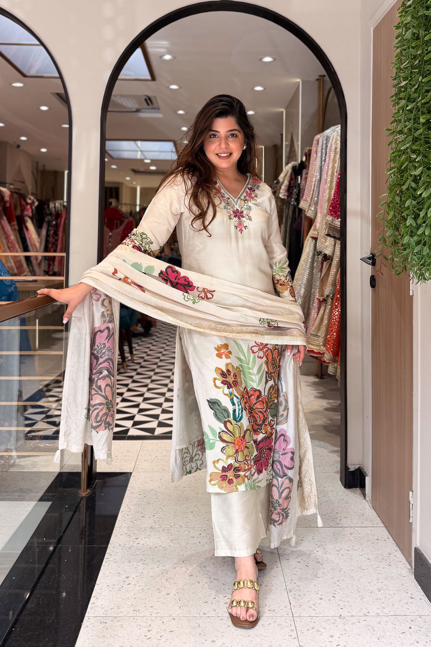 Rivika Hand Painted Embroidered Suit Set