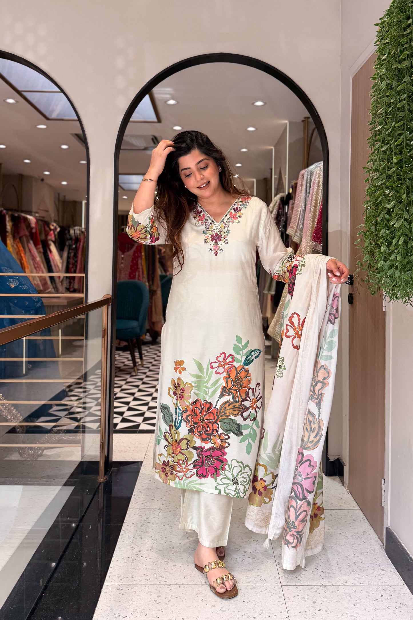 Rivika Hand Painted Embroidered Suit Set