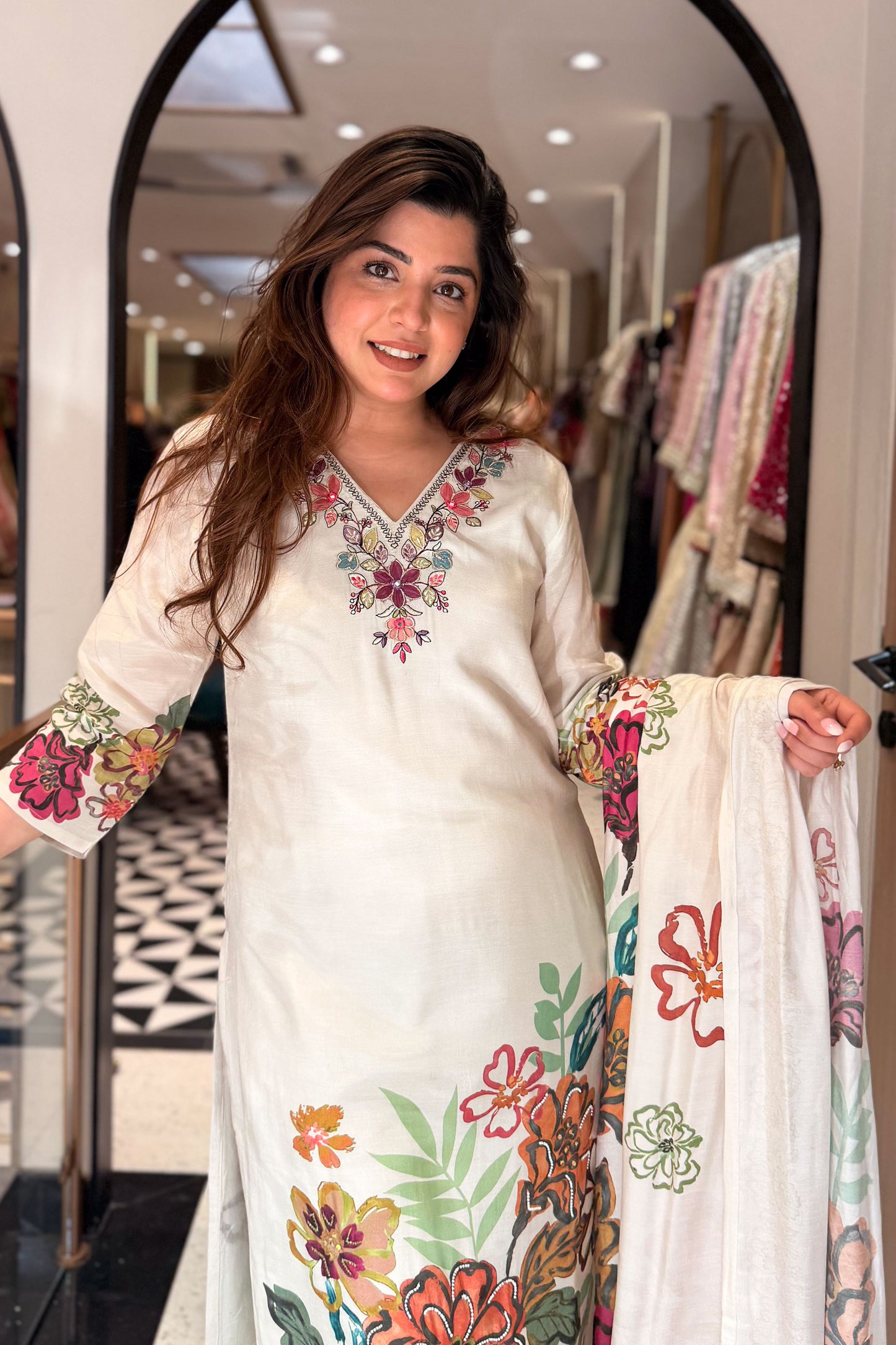 Rivika Hand Painted Embroidered Suit Set