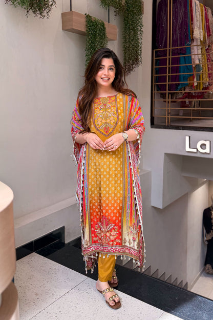 Maurya Printed and Beads Work Kaftan Set