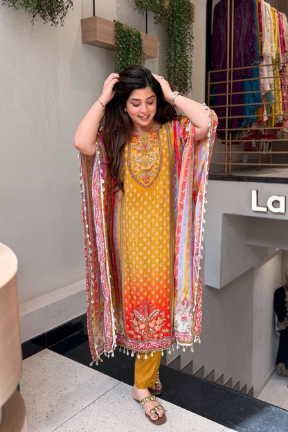 Maurya Printed and Beads Work Kaftan Set