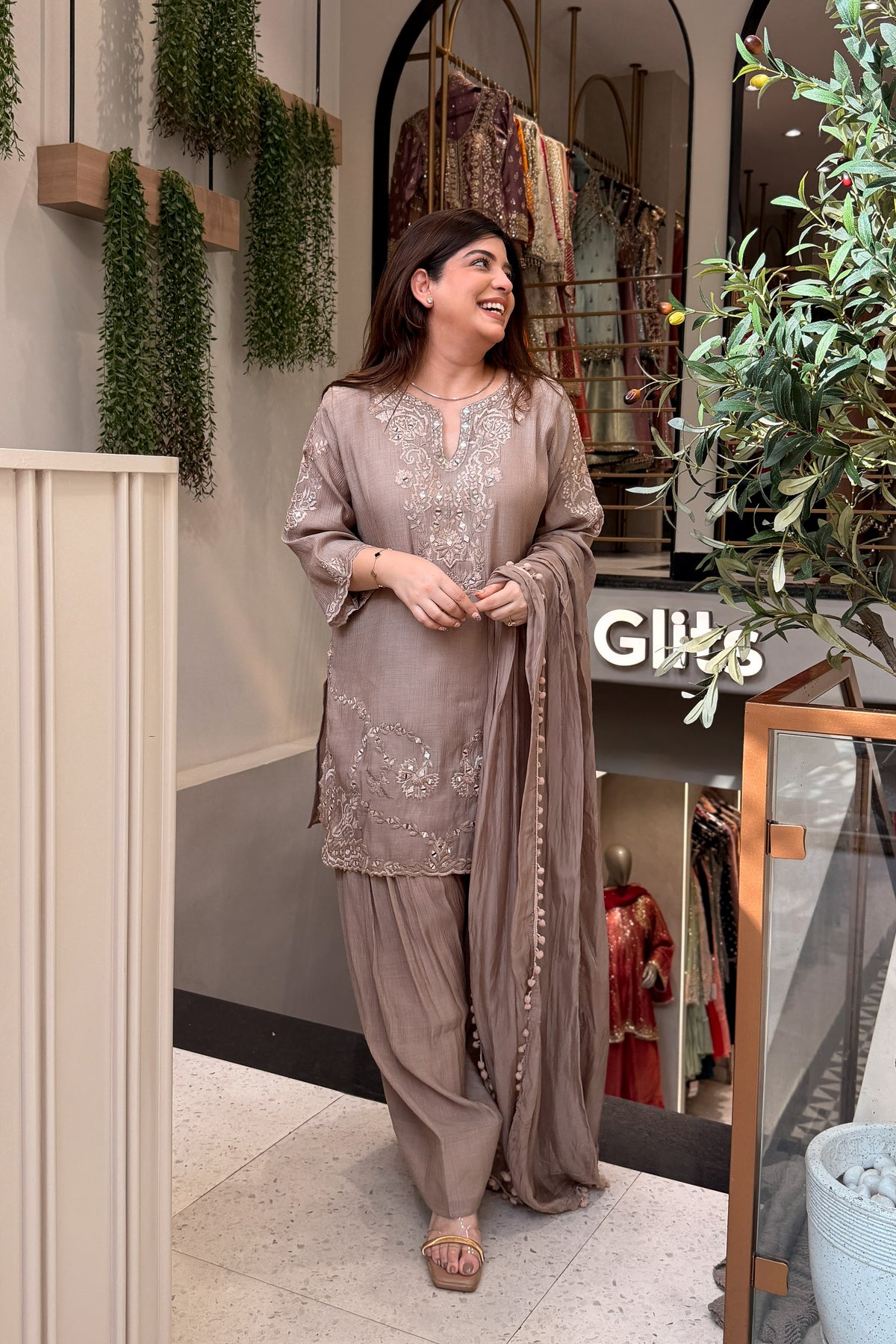 Zarika Thread & Mirror Embroidered Suit Set