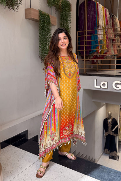 Maurya Printed and Beads Work Kaftan Set