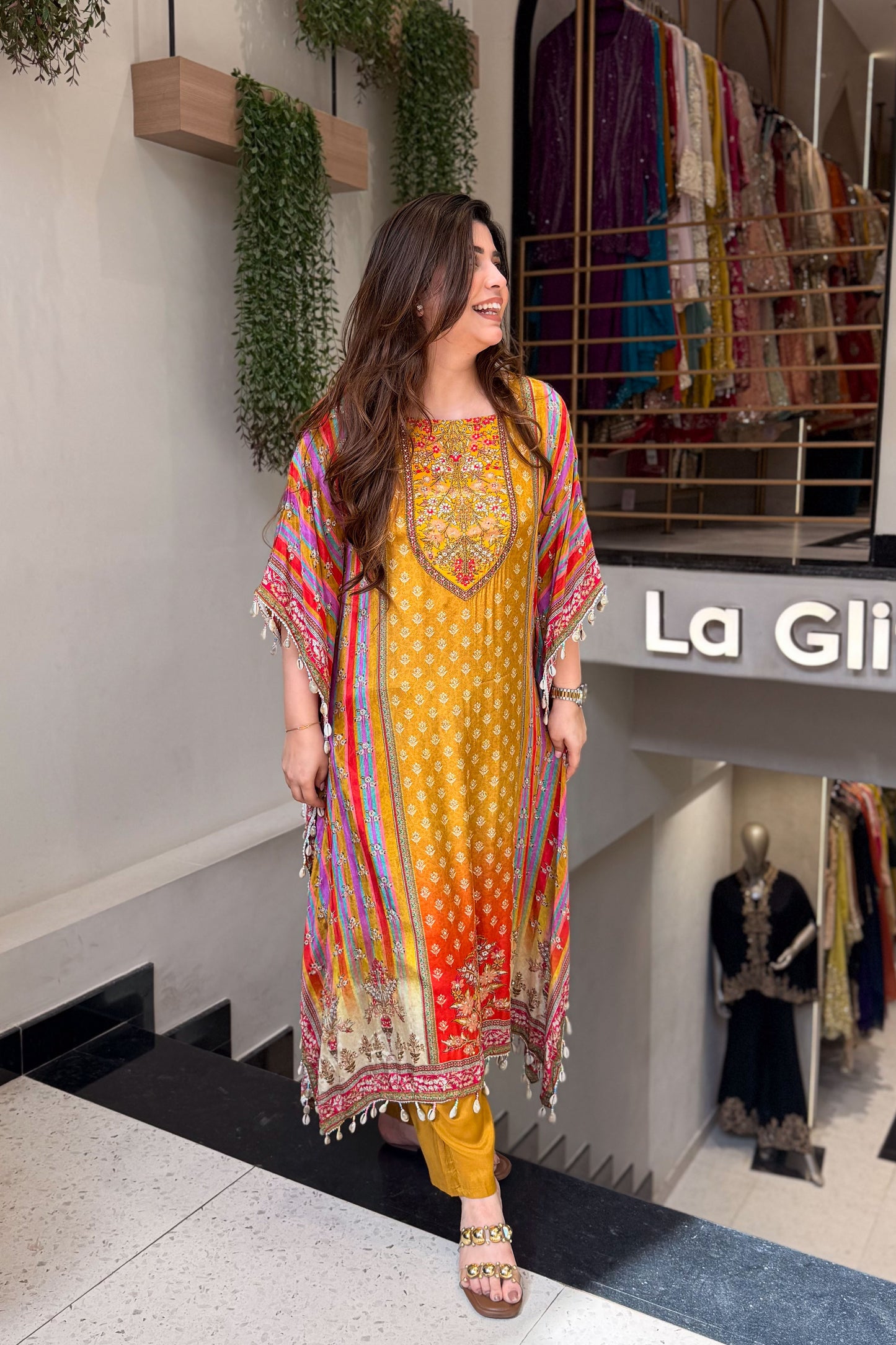Maurya Printed and Beads Work Kaftan Set