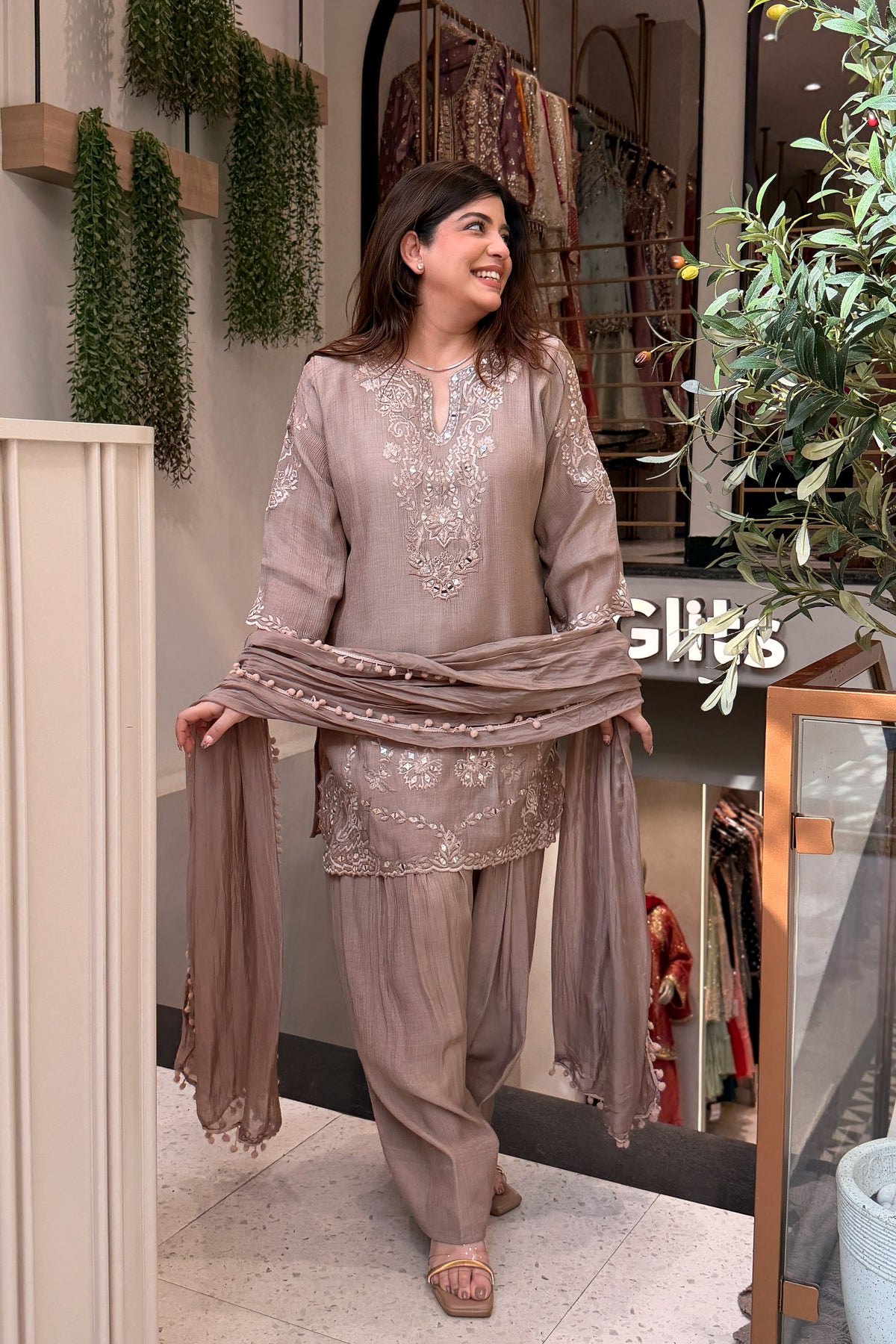 Zarika Thread & Mirror Embroidered Suit Set