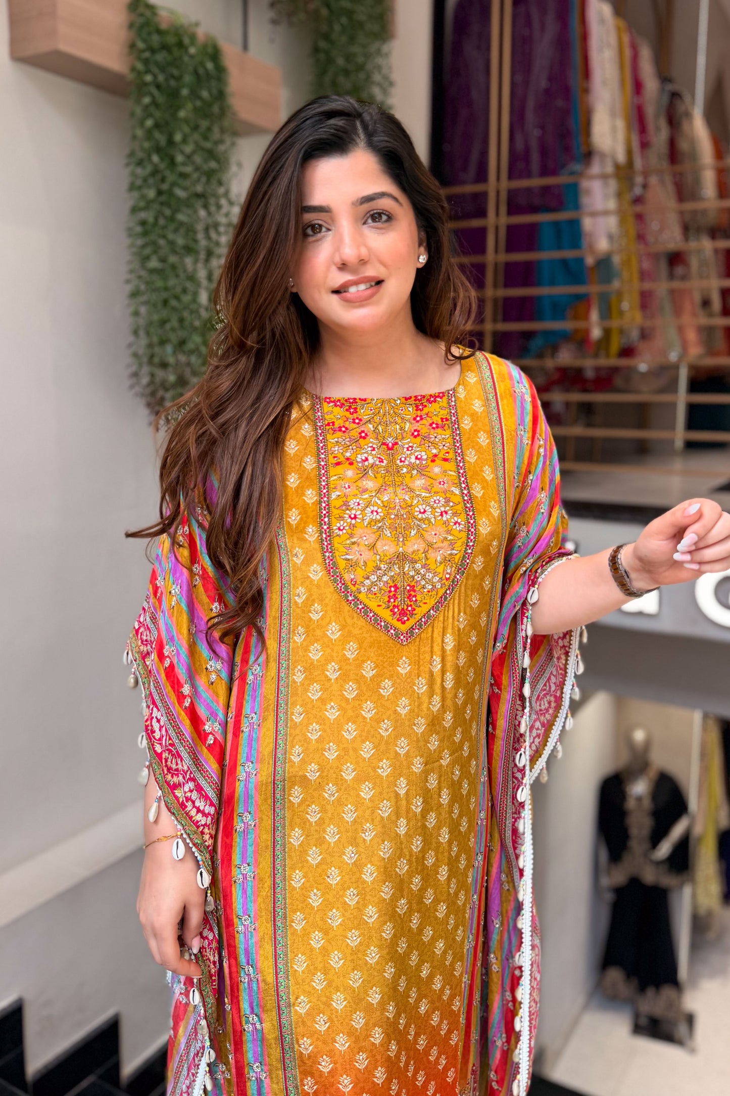 Maurya Printed and Beads Work Kaftan Set