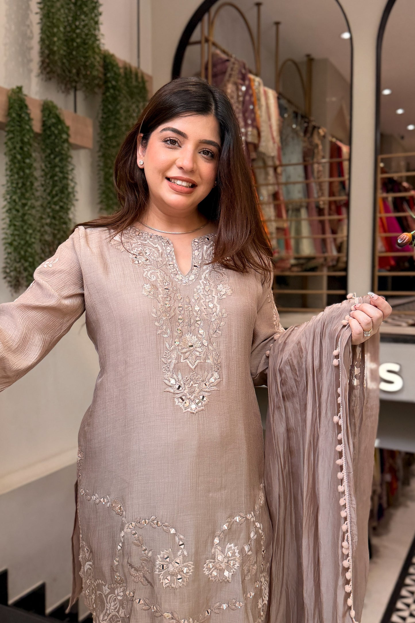 Zarika Thread & Mirror Embroidered Suit Set