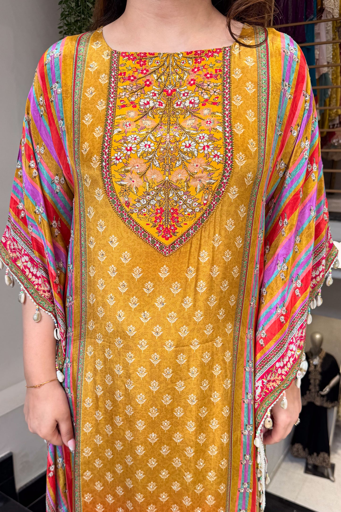 Maurya Printed and Beads Work Kaftan Set