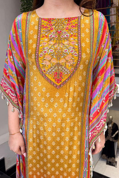 Maurya Printed and Beads Work Kaftan Set