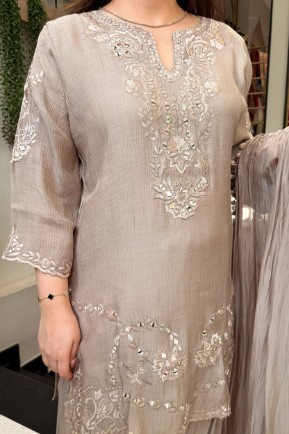 Zarika Thread & Mirror Embroidered Suit Set
