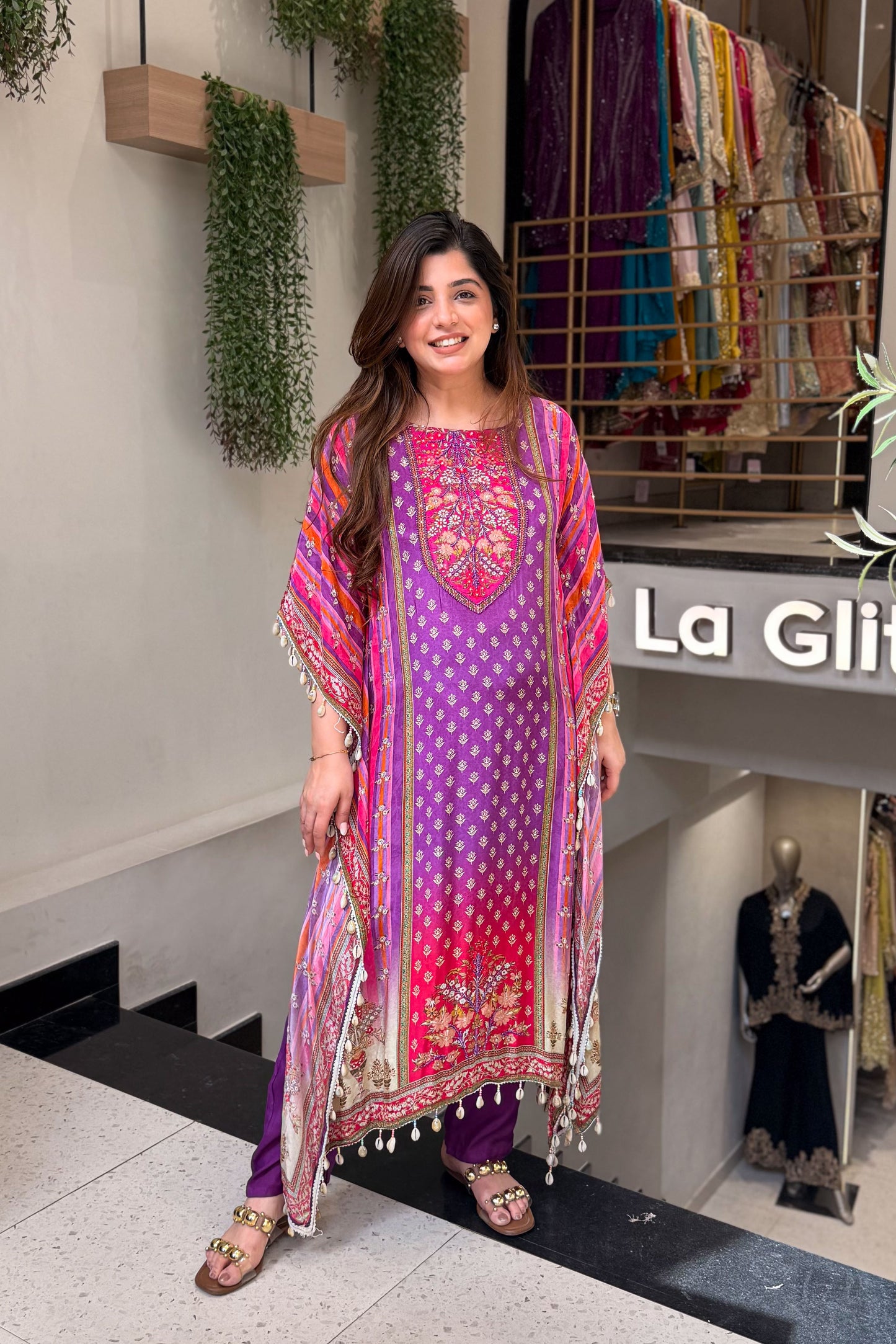 Maurya Printed and Beads Work Kaftan Set