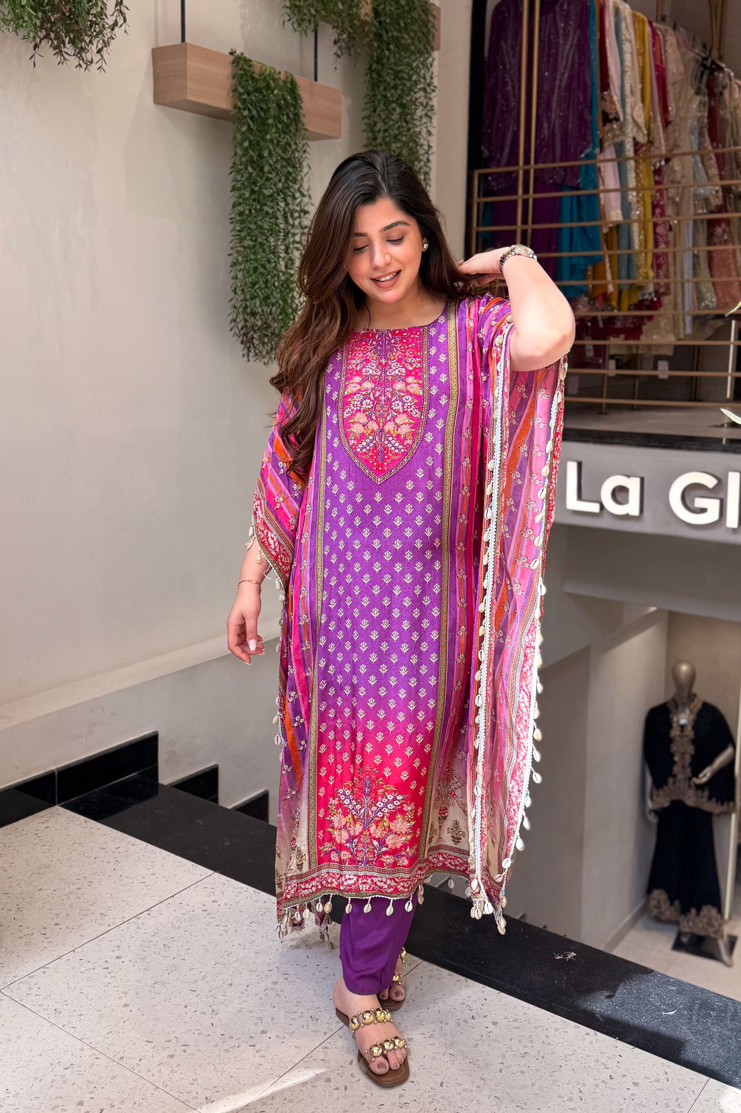 Maurya Printed and Beads Work Kaftan Set