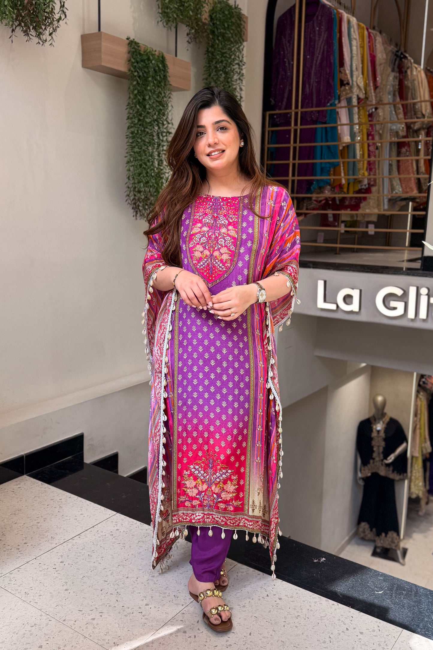 Maurya Printed and Beads Work Kaftan Set