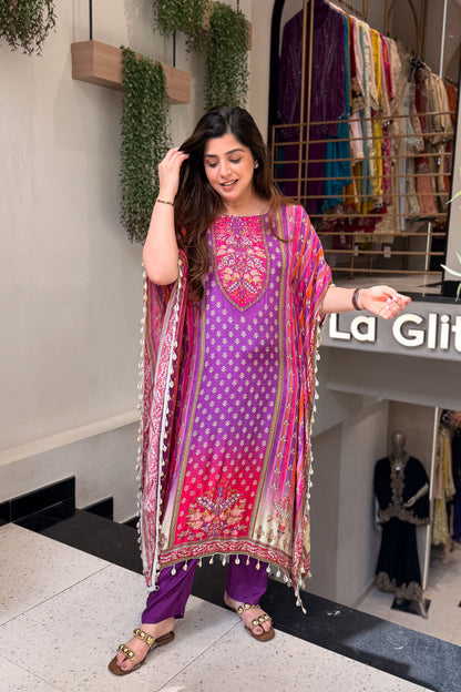 Maurya Printed and Beads Work Kaftan Set