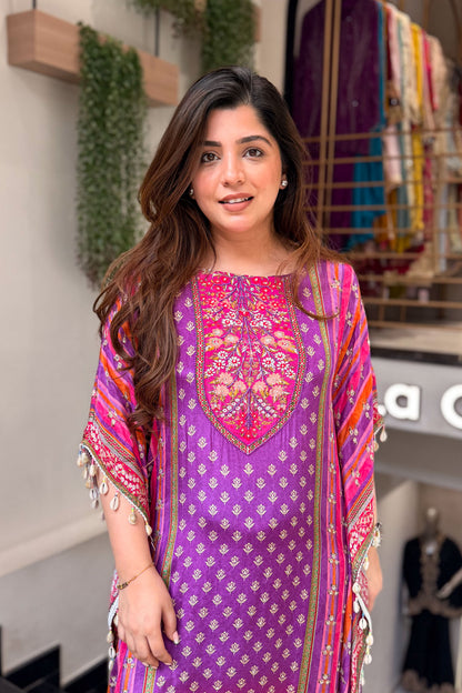 Maurya Printed and Beads Work Kaftan Set