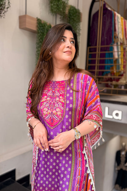 Maurya Printed and Beads Work Kaftan Set