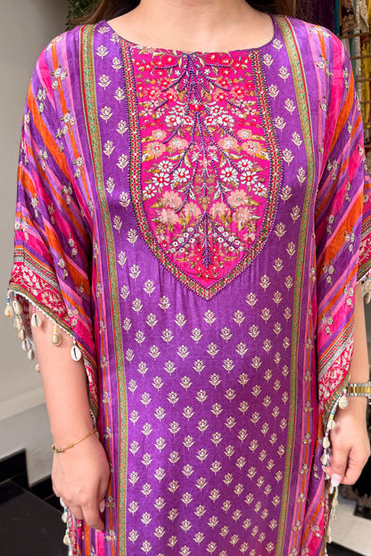 Maurya Printed and Beads Work Kaftan Set