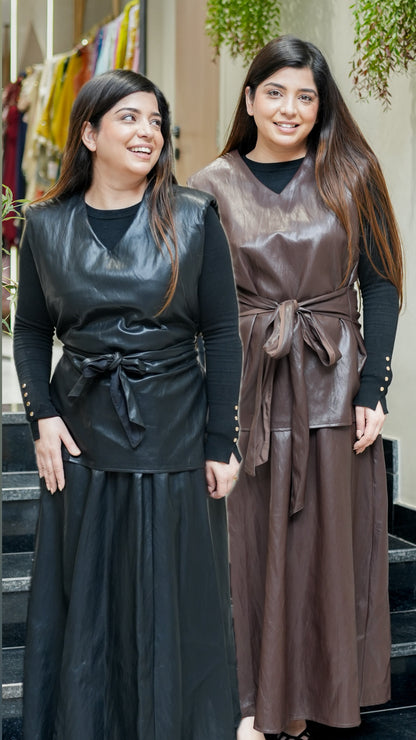 Selene Leather Skirt Set