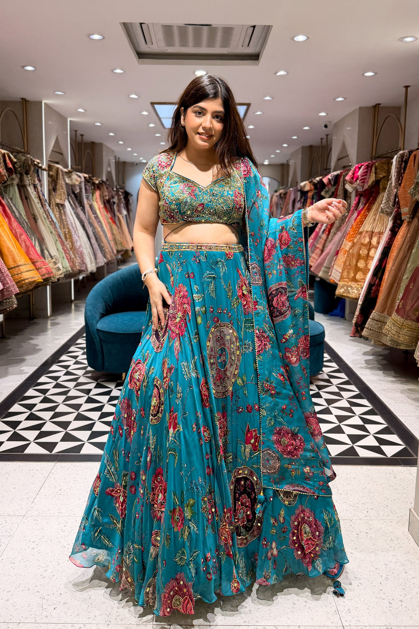 Tanvika Floral Hand Embroidered Lehenga