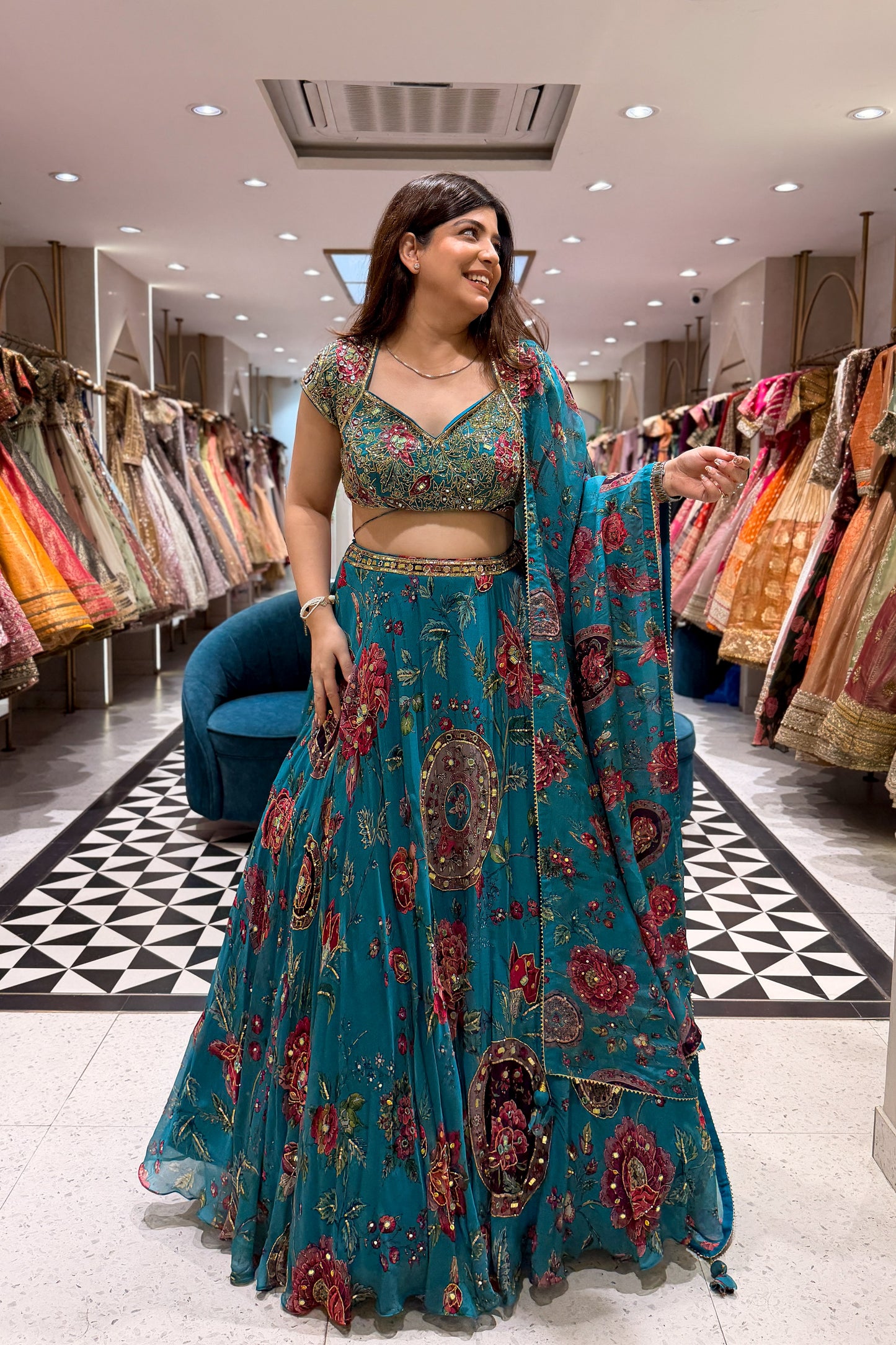 Tanvika Floral Hand Embroidered Lehenga