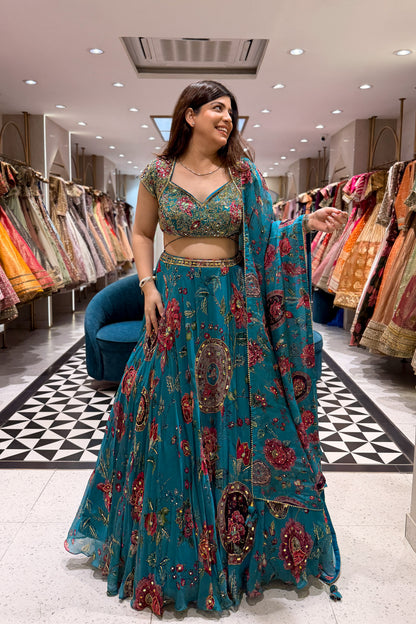 Tanvika Floral Hand Embroidered Lehenga