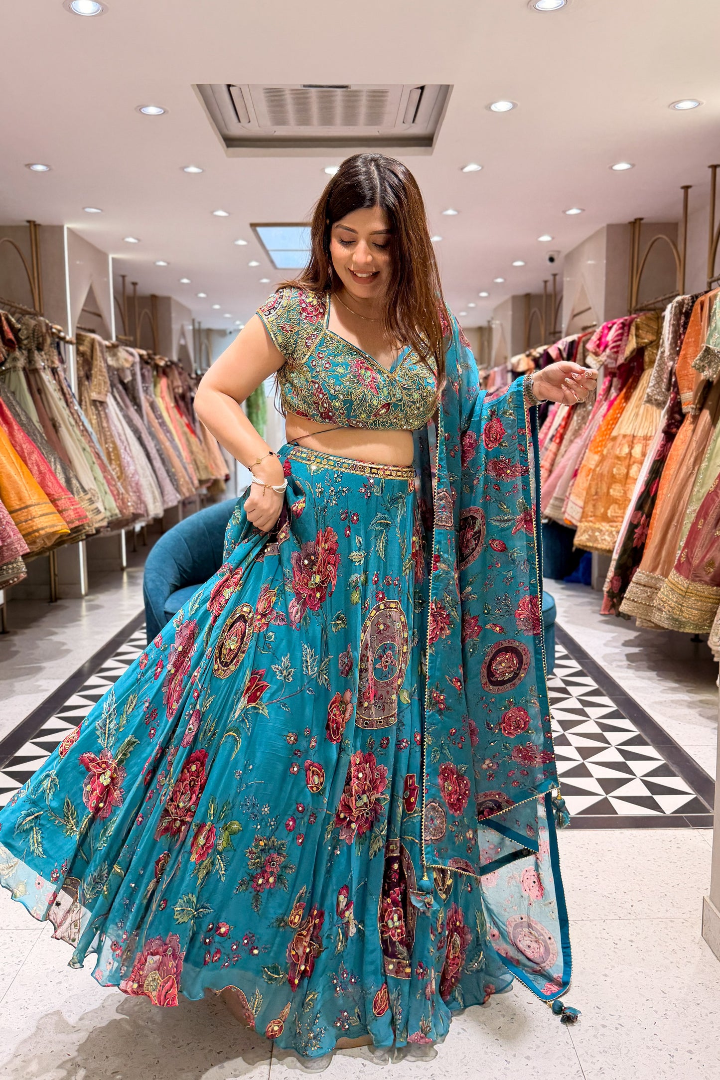 Tanvika Floral Hand Embroidered Lehenga