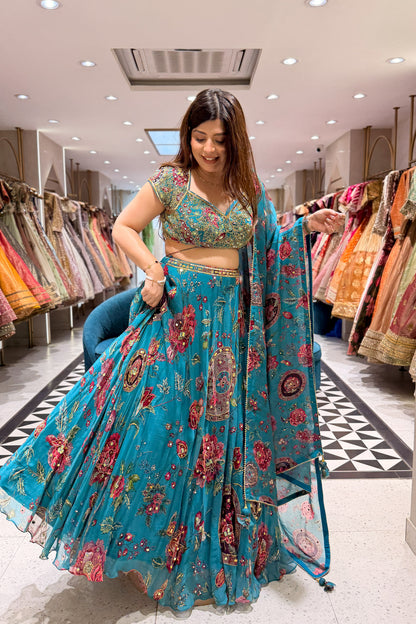 Tanvika Floral Hand Embroidered Lehenga