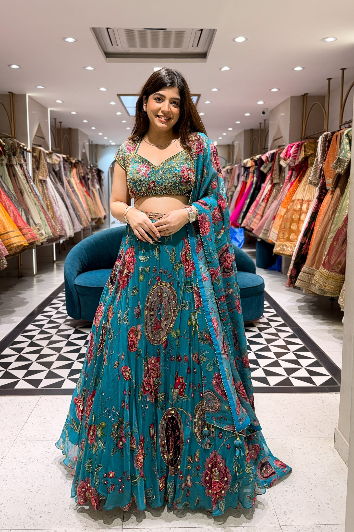 Tanvika Floral Hand Embroidered Lehenga