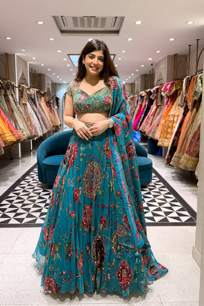 Tanvika Floral Hand Embroidered Lehenga