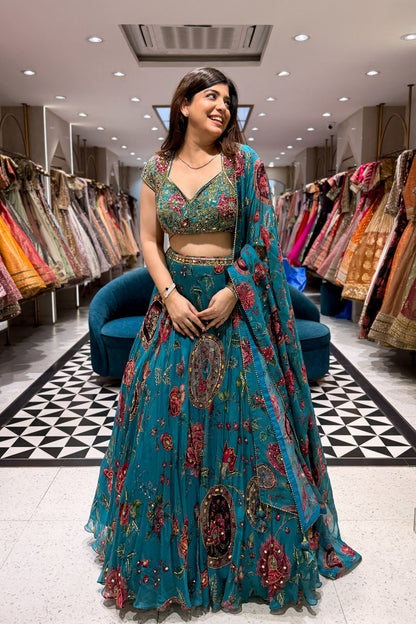 Tanvika Floral Hand Embroidered Lehenga