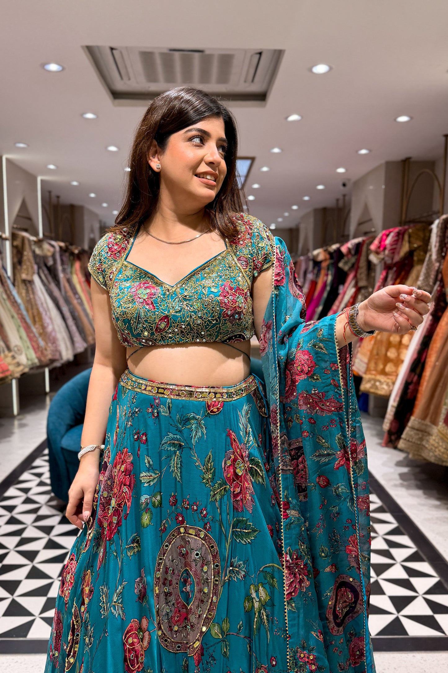 Tanvika Floral Hand Embroidered Lehenga