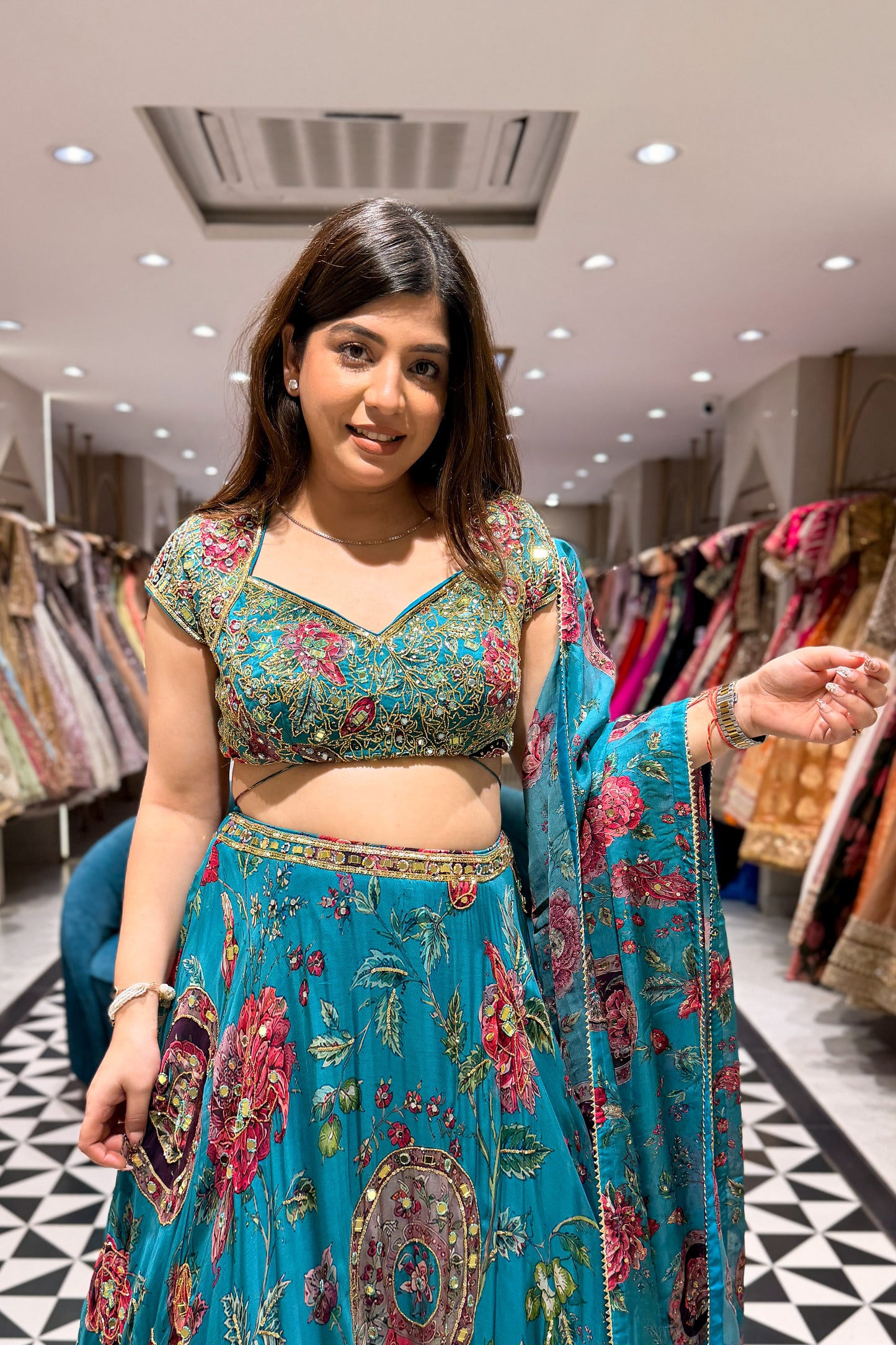 Tanvika Floral Hand Embroidered Lehenga