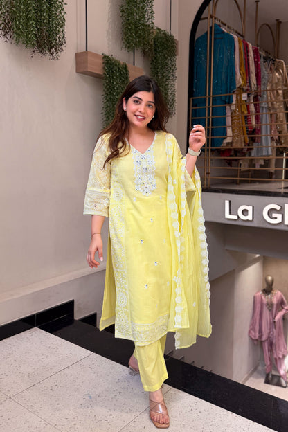 Ishvaya Floral Mirror Embroidered Suit Set