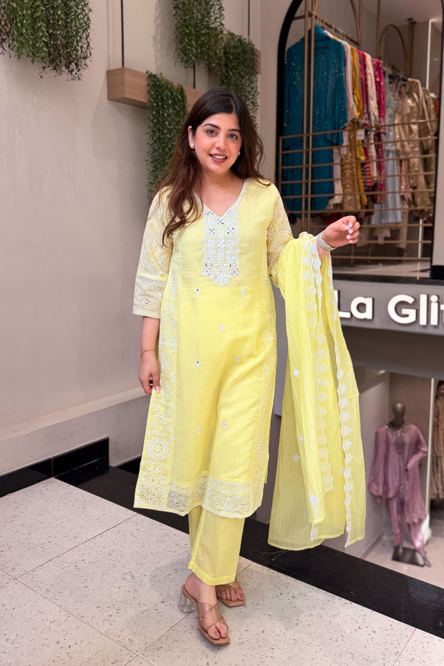 Ishvaya Floral Mirror Embroidered Suit Set