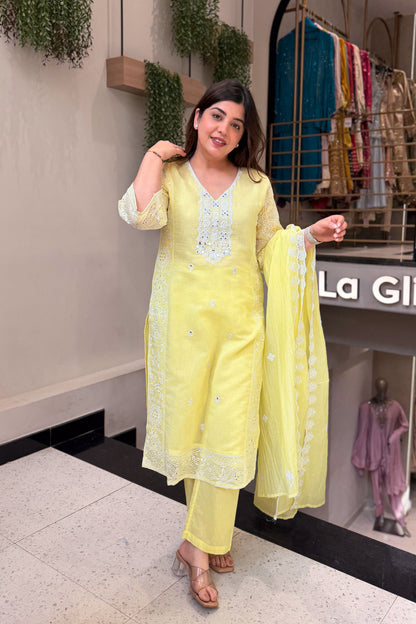 Ishvaya Floral Mirror Embroidered Suit Set