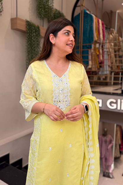 Ishvaya Floral Mirror Embroidered Suit Set